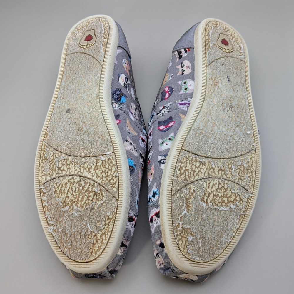 Skechers BOBS for Cats‎ Gray Multi Glasses Cat Print Slip On Flats Womens 8.5 - Picture 7 of 8